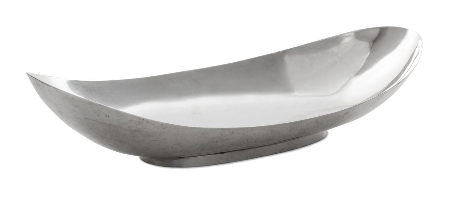 An American Silver Bowl, Allan Adler, Los Angeles, CA, 20th Century, of oval footed form.