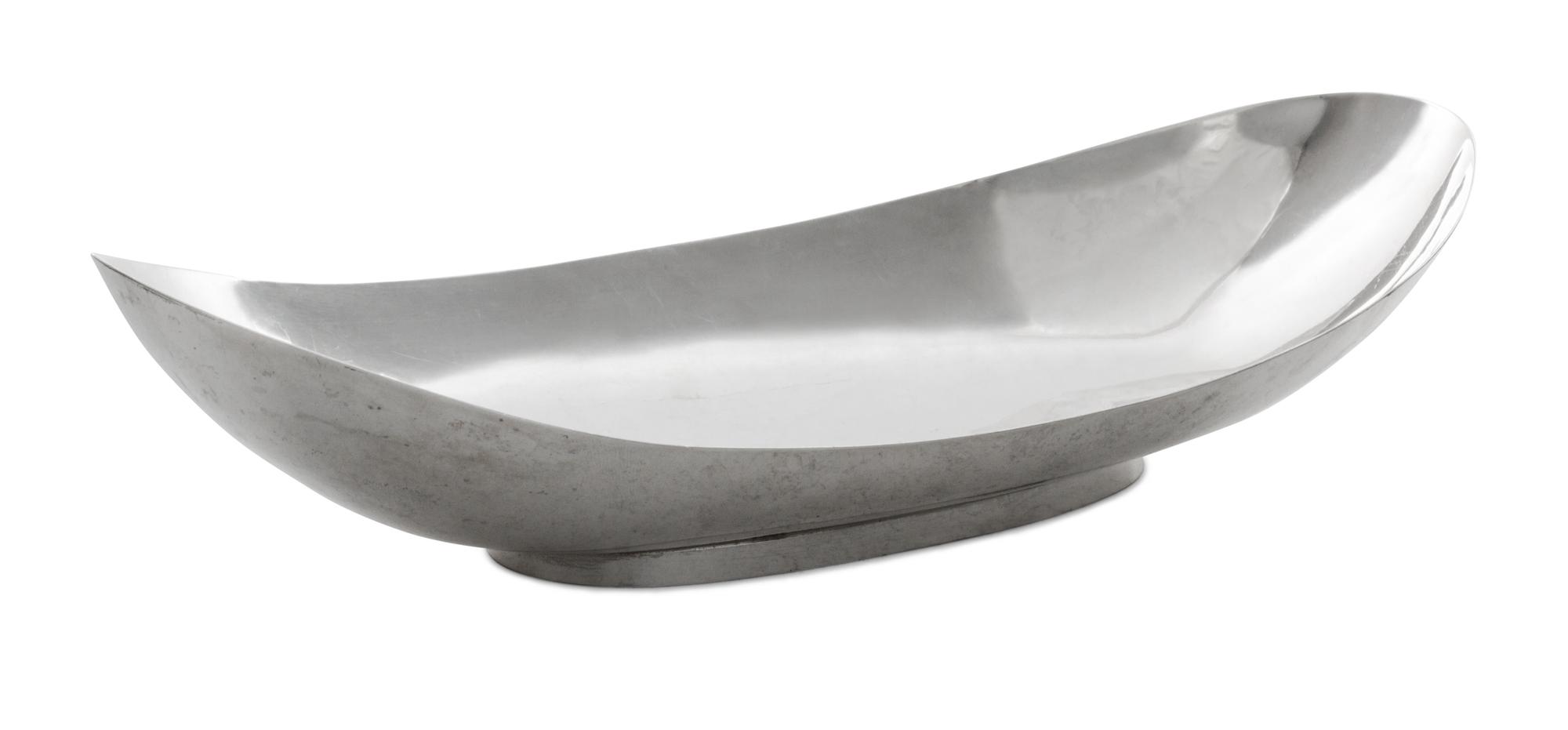 An American Silver Bowl, Allan Adler, Los Angeles, CA, 20th Century, of oval footed form.