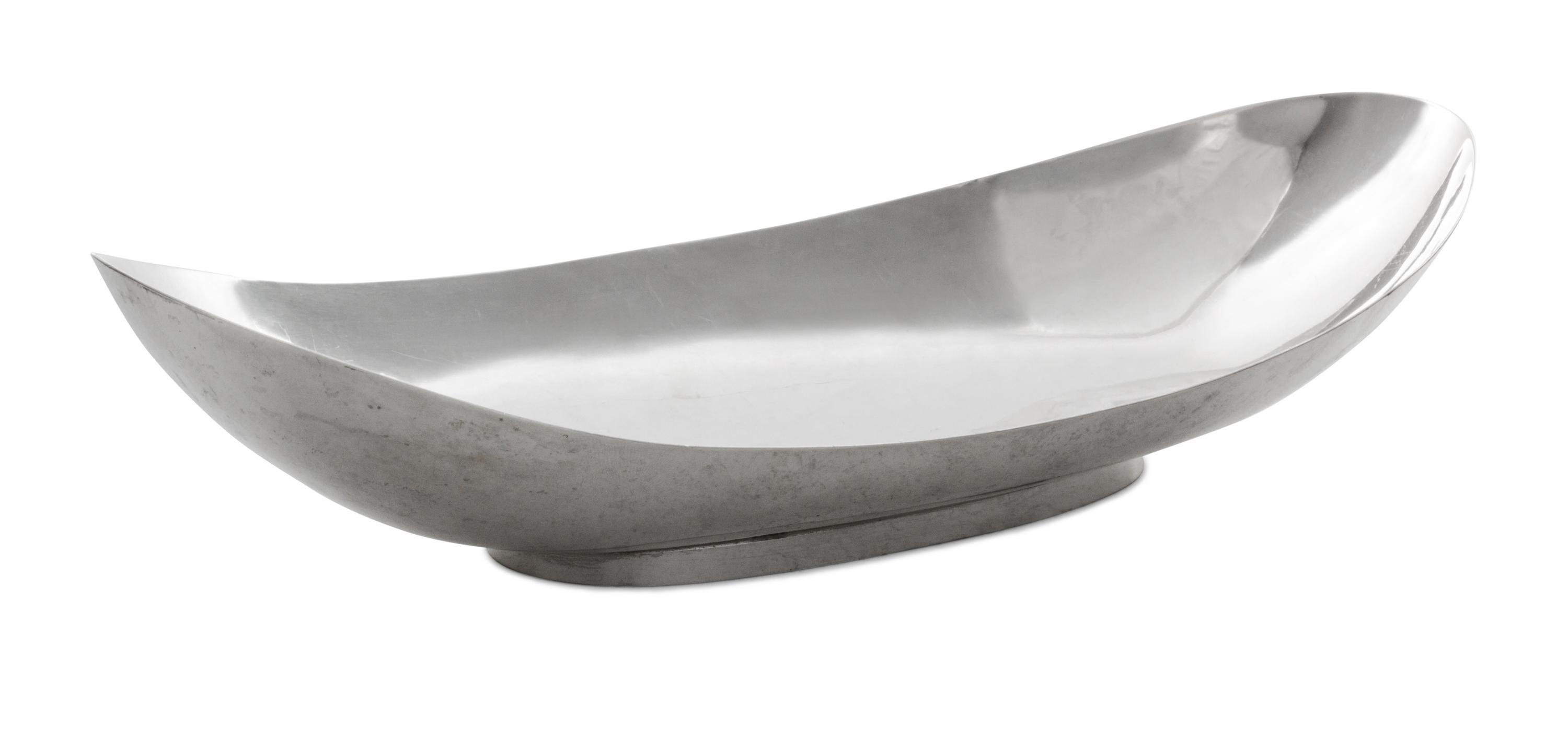 An American Silver Bowl, Allan Adler, Los Angeles, CA, 20th Century, of oval footed form.