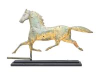 A Cast Zinc and Parcel Gilt Molded Copper Trotting Horse Weathervane