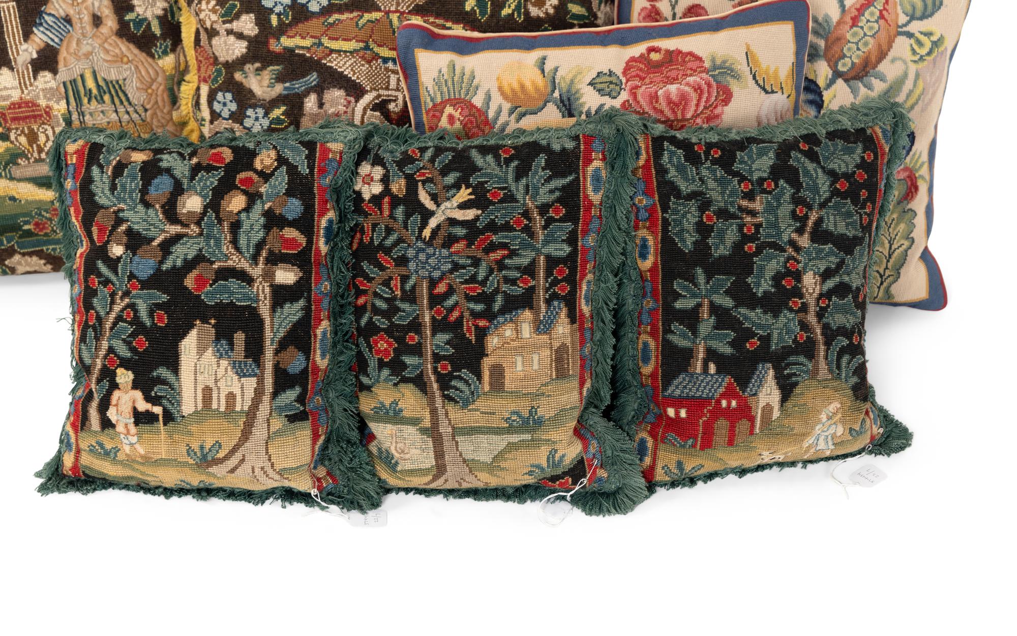 Three Sets of Needlepoint Pillows