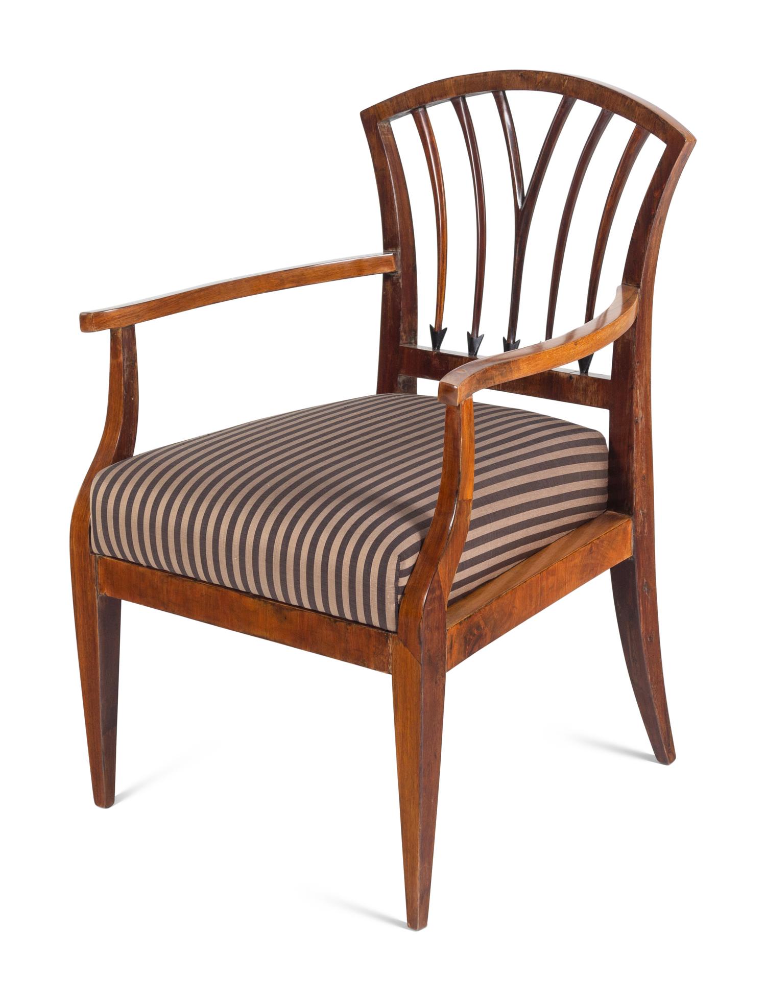 An Austrian Neoclassical Walnut Armchair