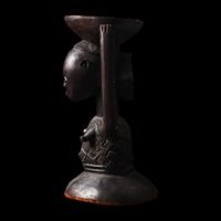 A Luba Wood Caryatid Stool