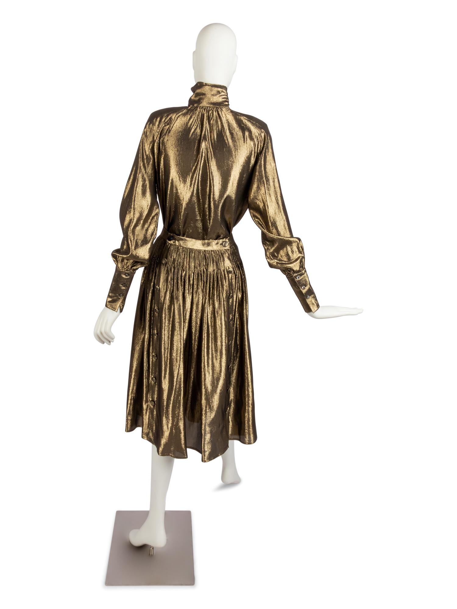 Karl Lagerfeld for Chloé Gold Lamé Ensemble, 1980s