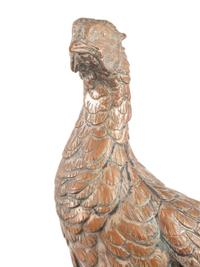 A Silvered Bronze Pheasant on a Wood Stand