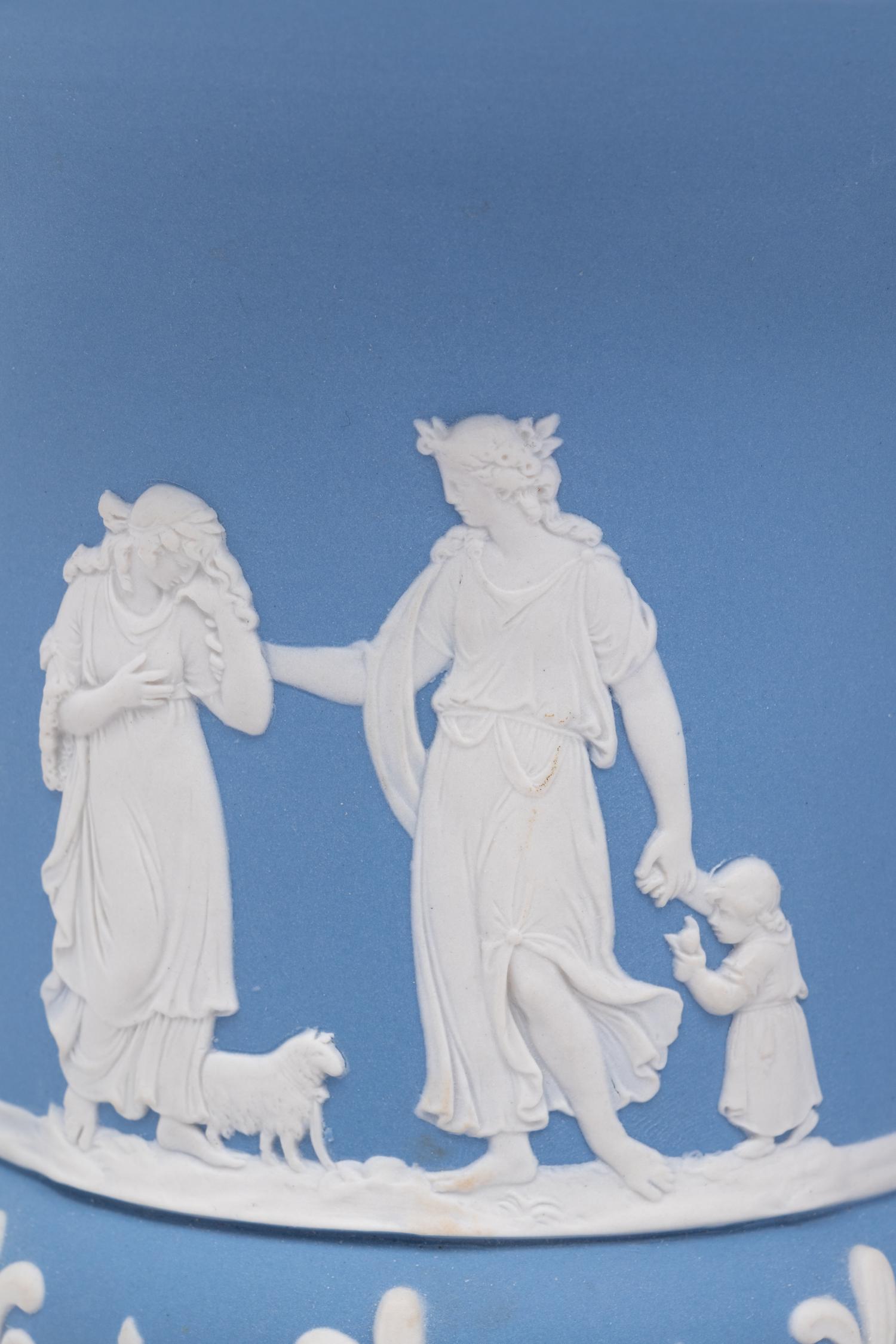 A Pair of Wedgwood Jasperware Covered Urns
