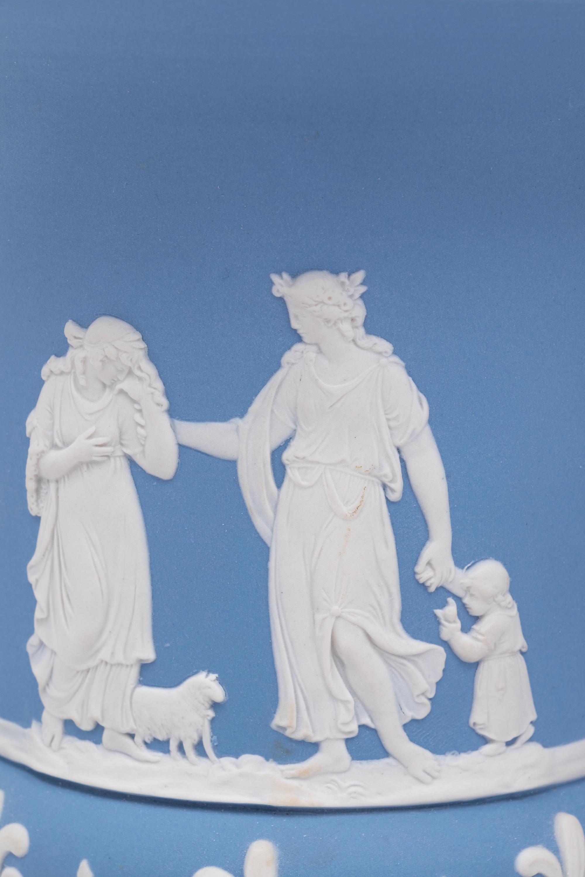 A Pair of Wedgwood Jasperware Covered Urns
