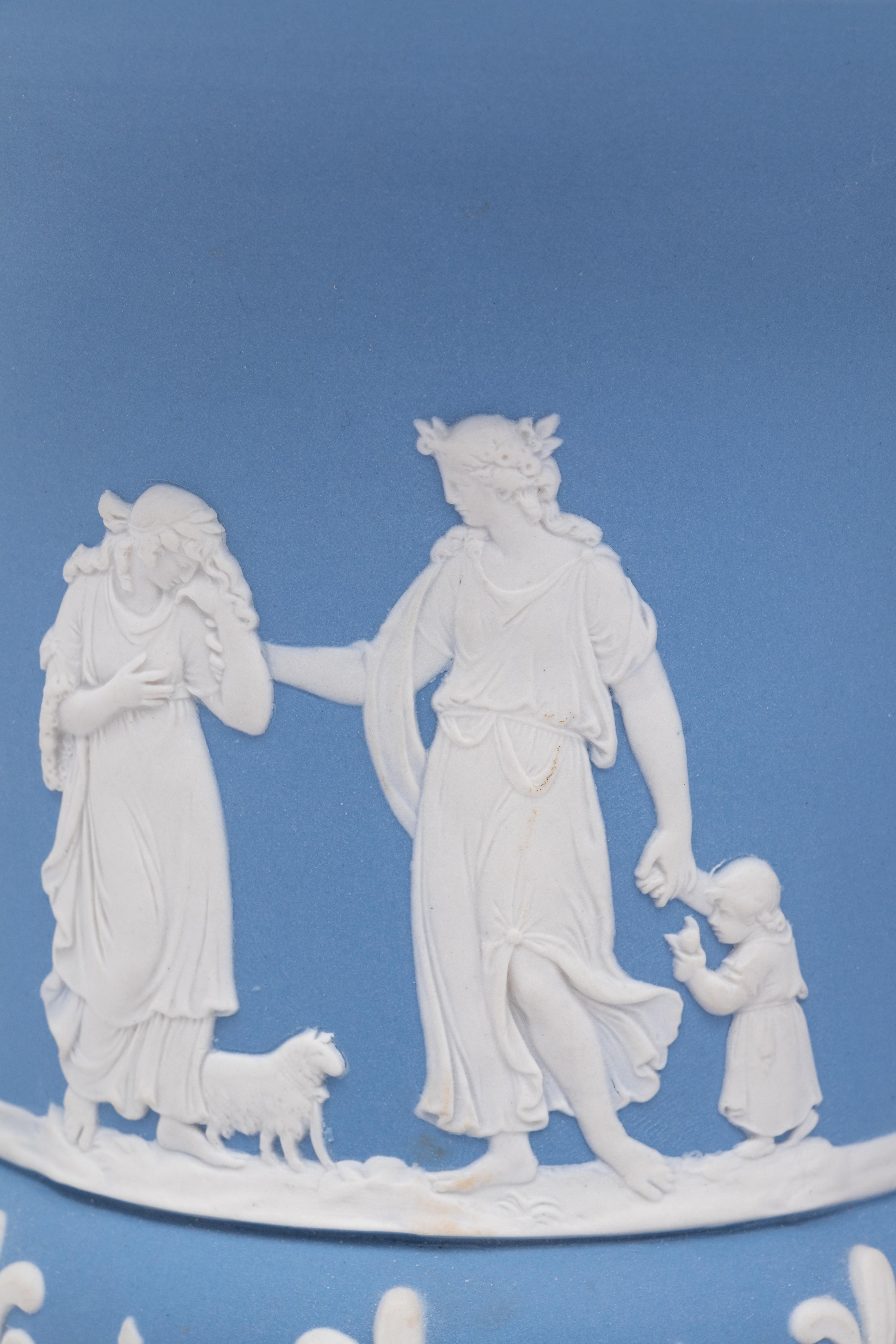 A Pair of Wedgwood Jasperware Covered Urns