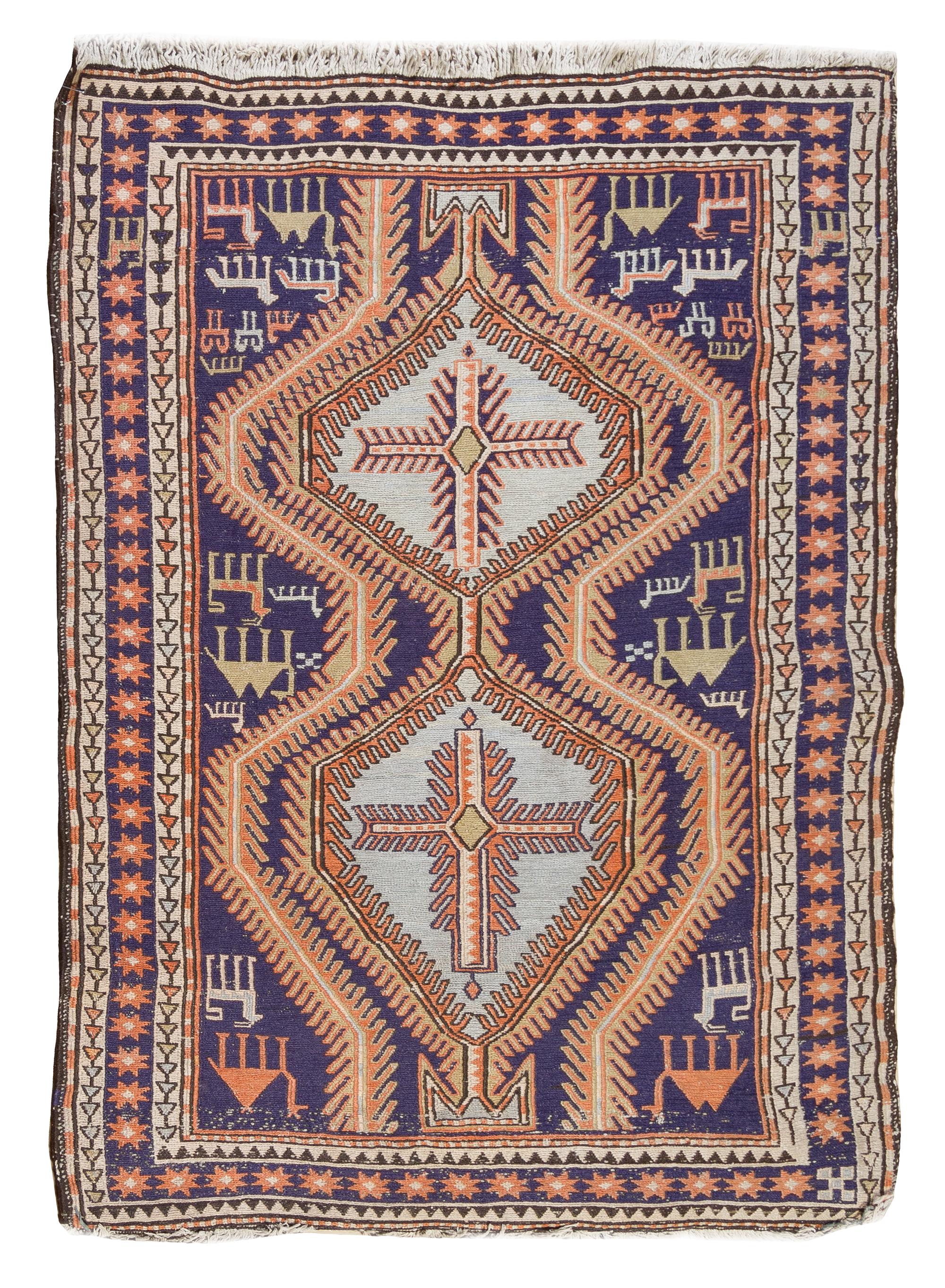 A Shahsavan Wool Rug 37 x 33 inches.