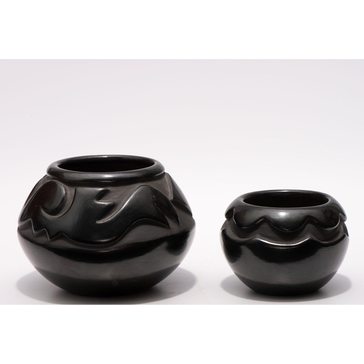 Carved Blackware Jars