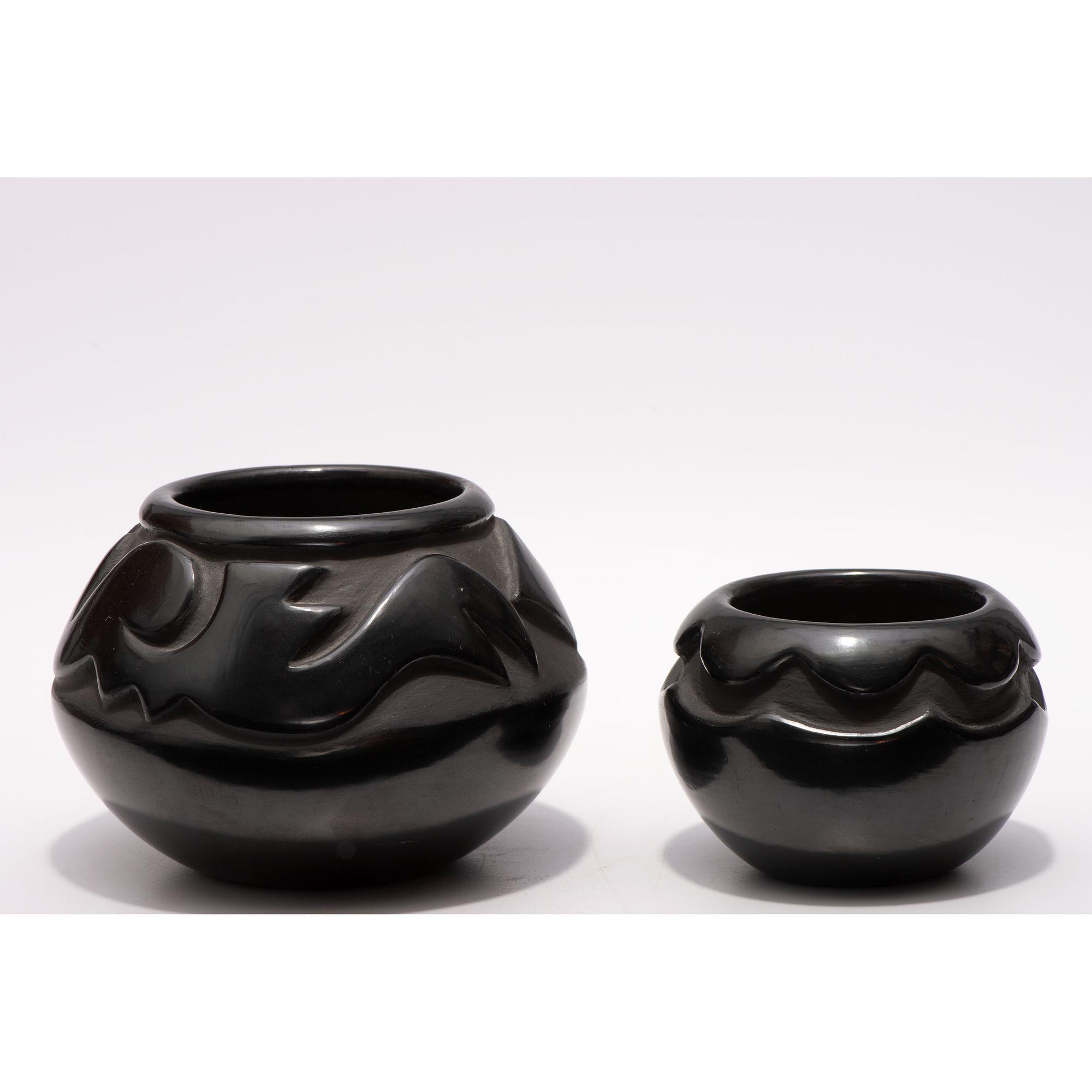 Carved Blackware Jars