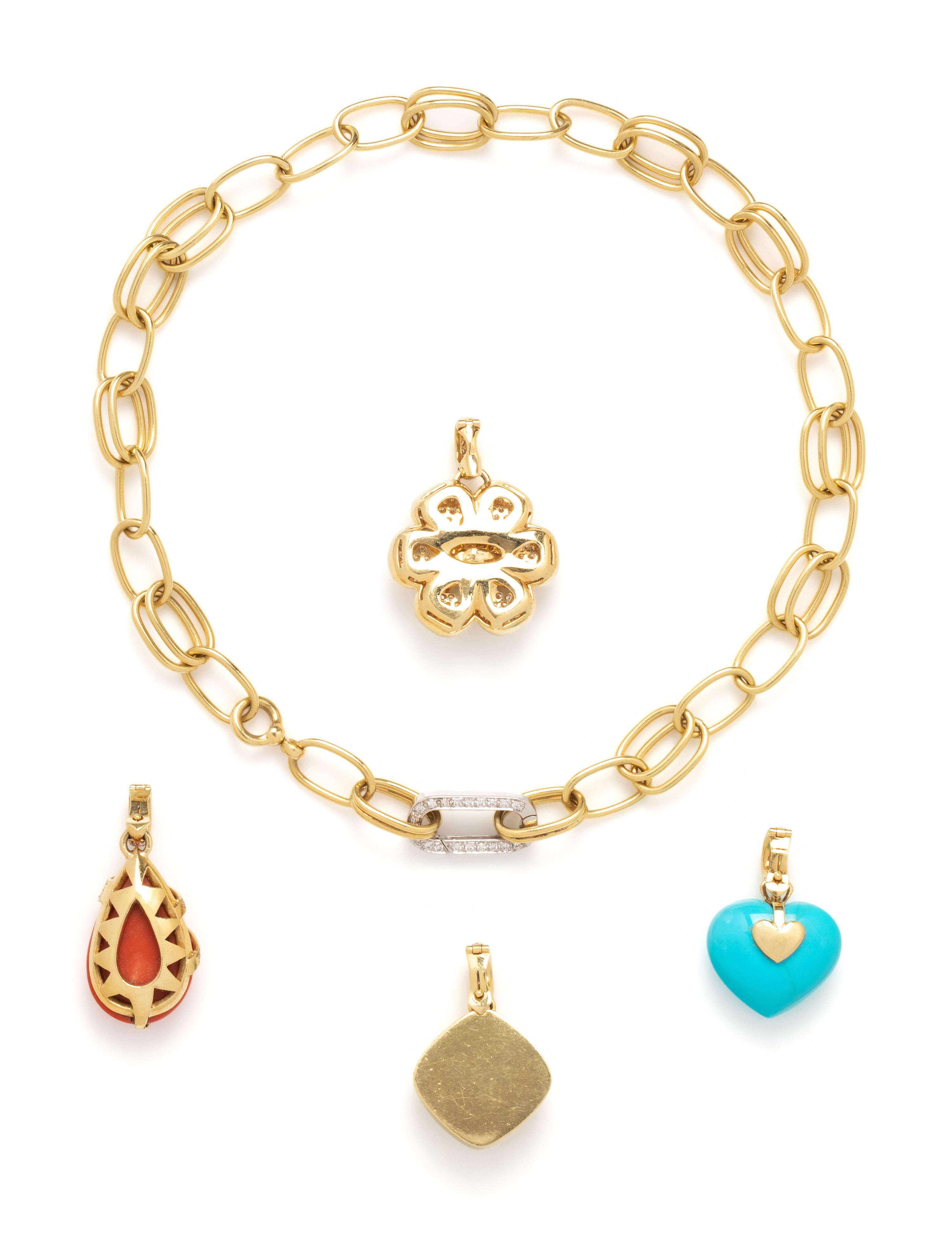 BICOLOR GOLD AND DIAMOND CONVERTIBLE PENDANT NECKLACE