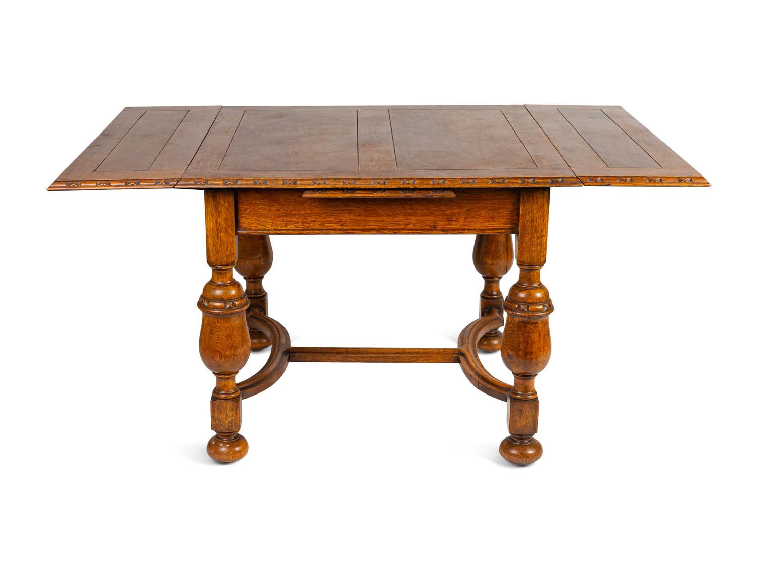 A William & Mary Style Oak Draw-Leaf Table