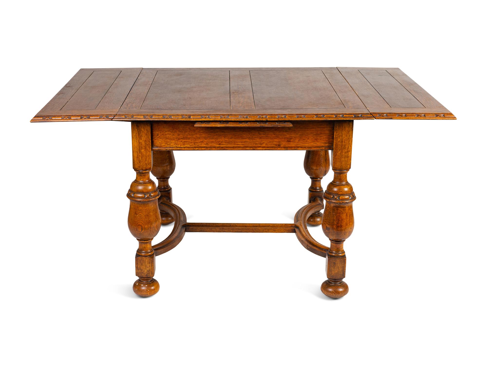A William & Mary Style Oak Draw-Leaf Table