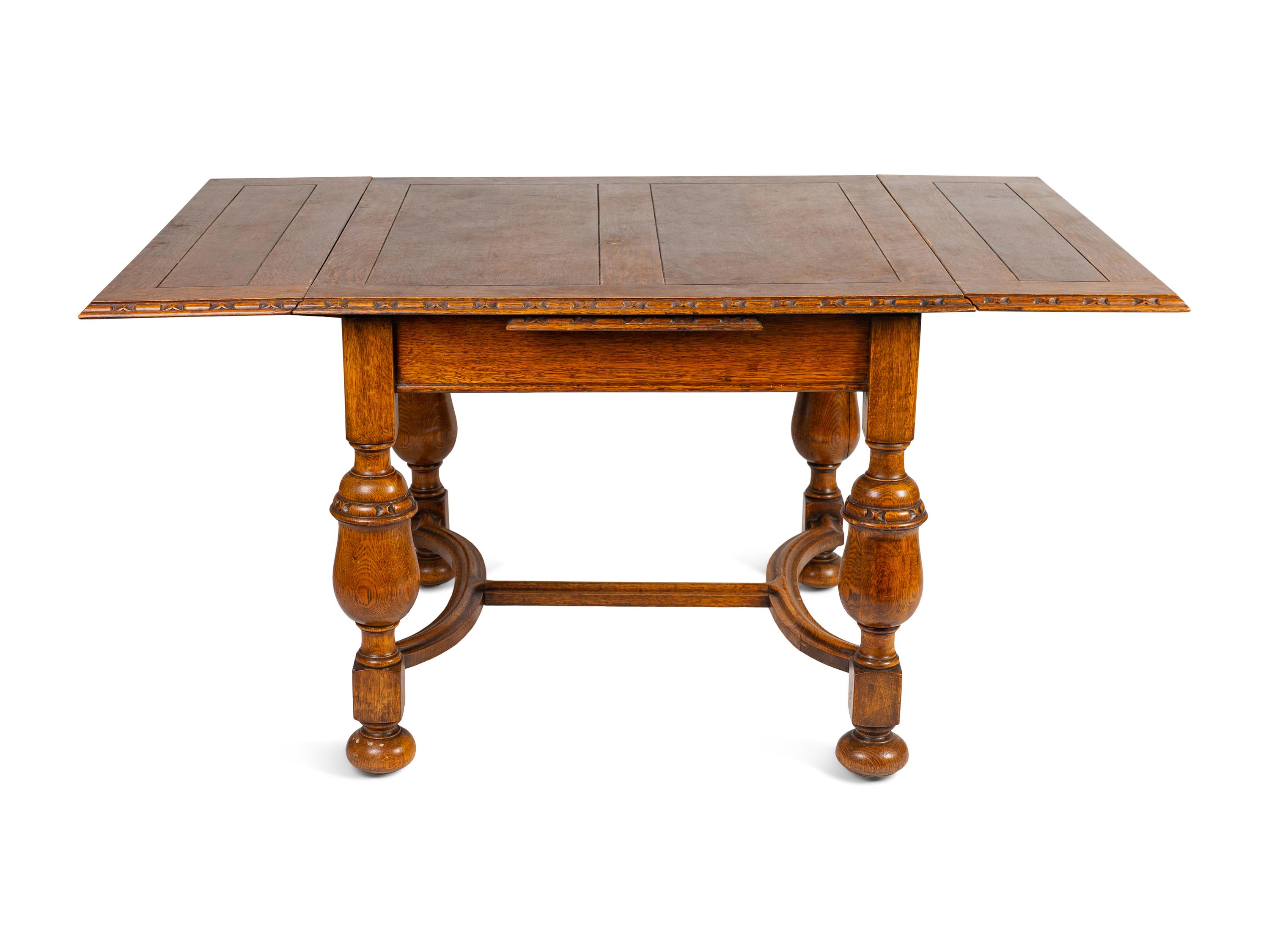 A William & Mary Style Oak Draw-Leaf Table