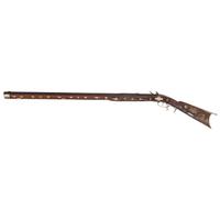 Ornate 19th Century German Silver Decorated Heavy Barrel Flintlock Rifle Signed "S.S."