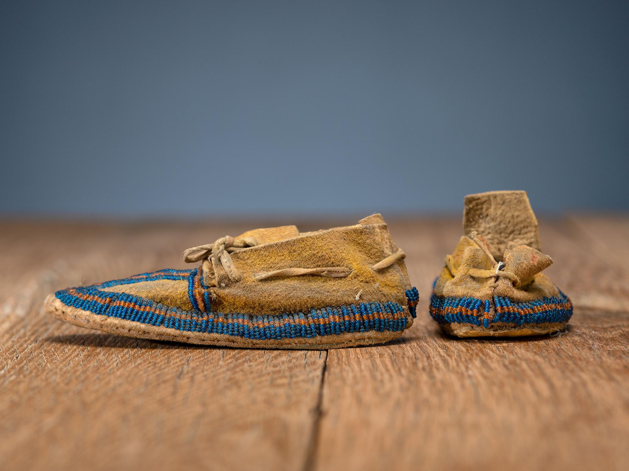 Plains Infant's Beaded Hide Moccasins