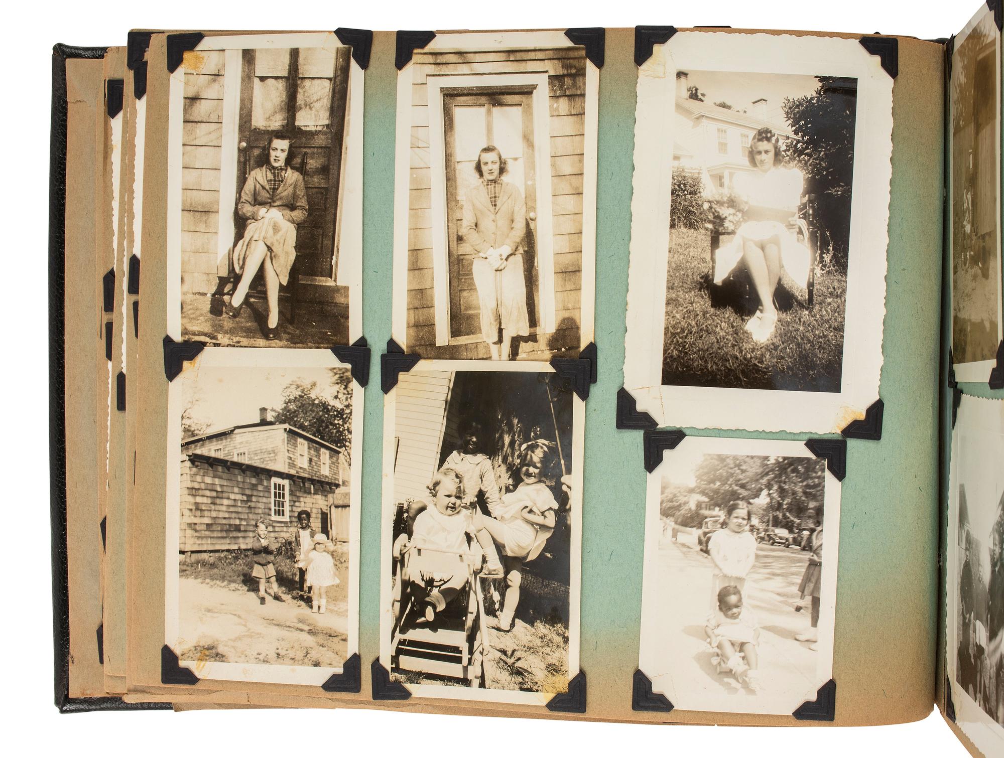 [EARLY PHOTOGRAPHY]. Album recording the early life of Juanita Thompson, an African American woman who grew up in Jamaica, NY, incl. images of her integrated neighborhood and summer camp. Ca 1920s-1950s.
