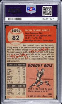 A 1953 Topps Mickey Mantle Baseball Card No. 82 (PSA 4 VG-EX)