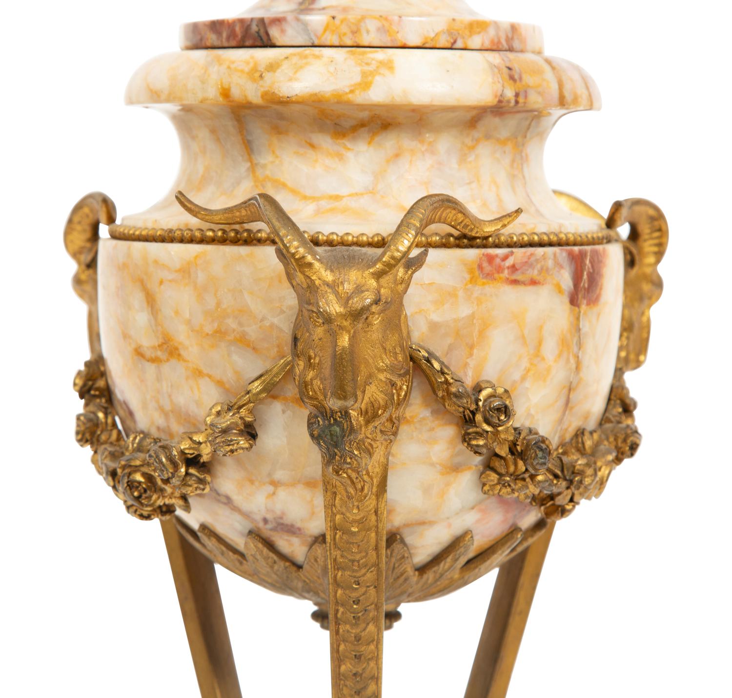 An Empire Style Gilt Bronze Mounted Marble Urn-form Table Lamp