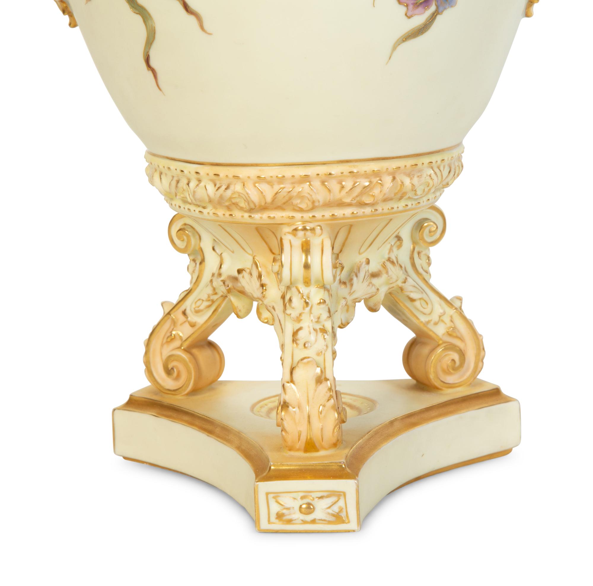 A Rudolstadt Painted and Parcel Gilt Porcelain Lidded Urn