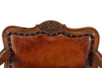 A Louis XV Leather-Upholstered Walnut Bureau Chair