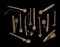 12 Japanese Brass Portable Writing Sets, Yatate