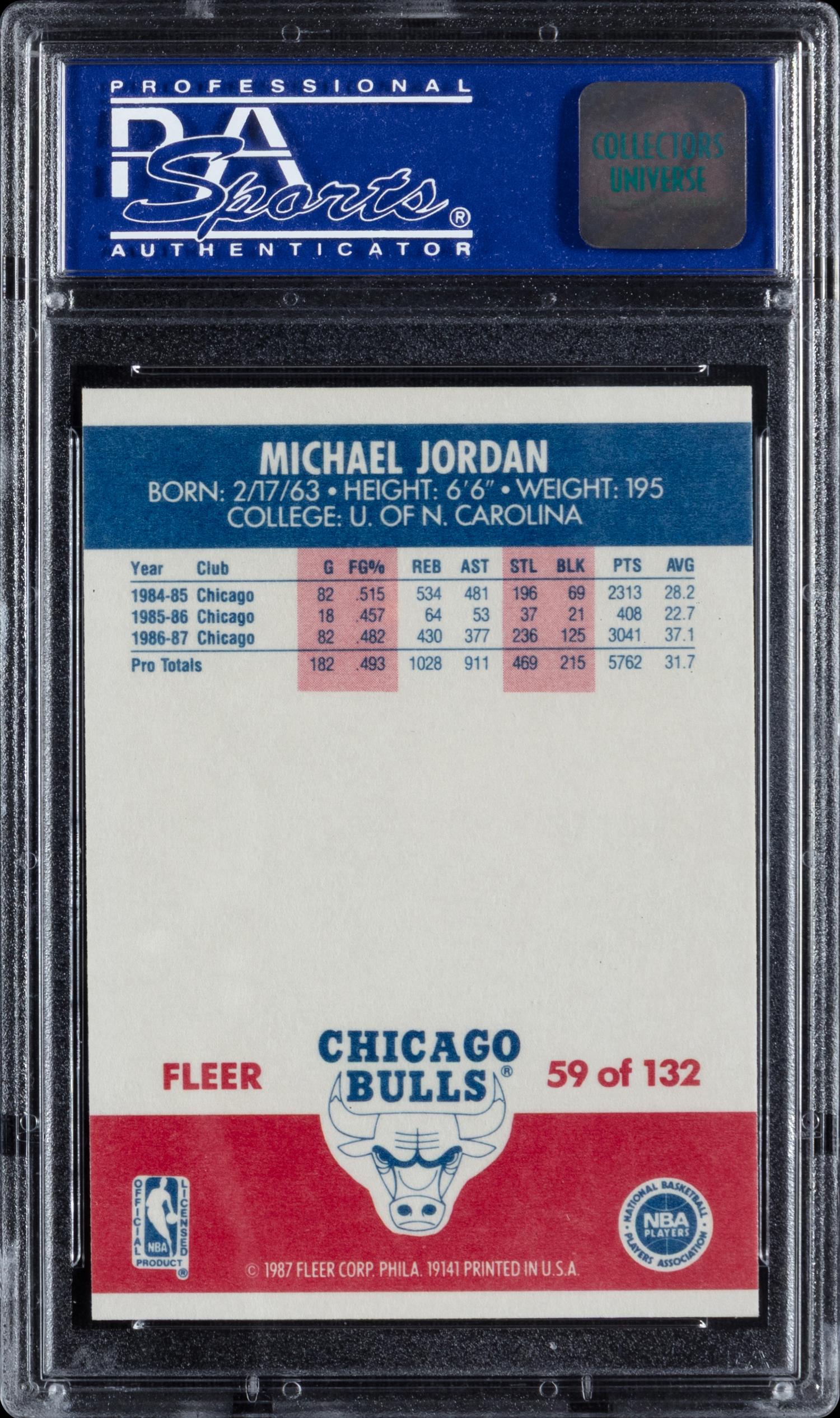 A 1987 Fleer Michael Jordan Basketball Card (PSA 9 MINT)
