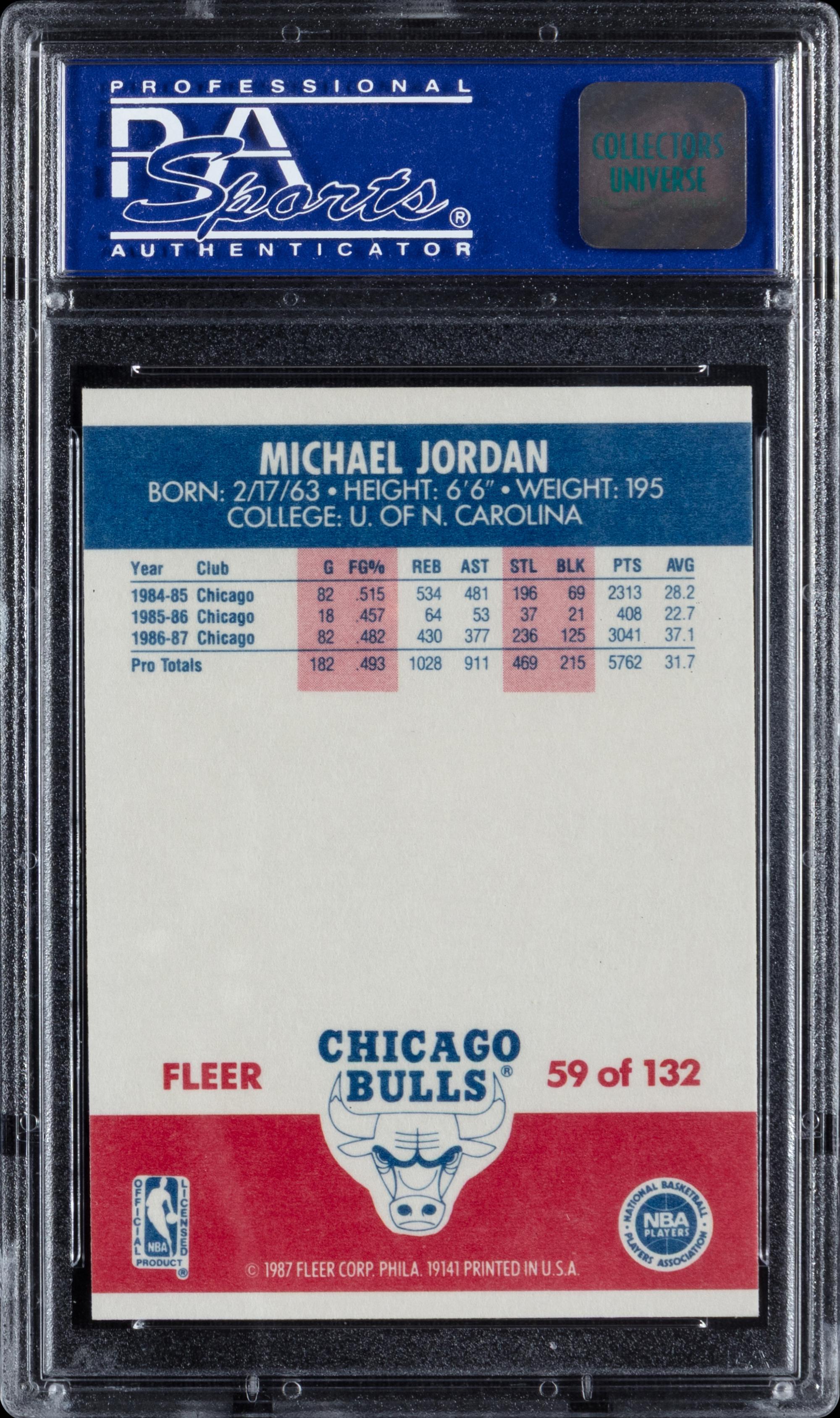A 1987 Fleer Michael Jordan Basketball Card (PSA 9 MINT)