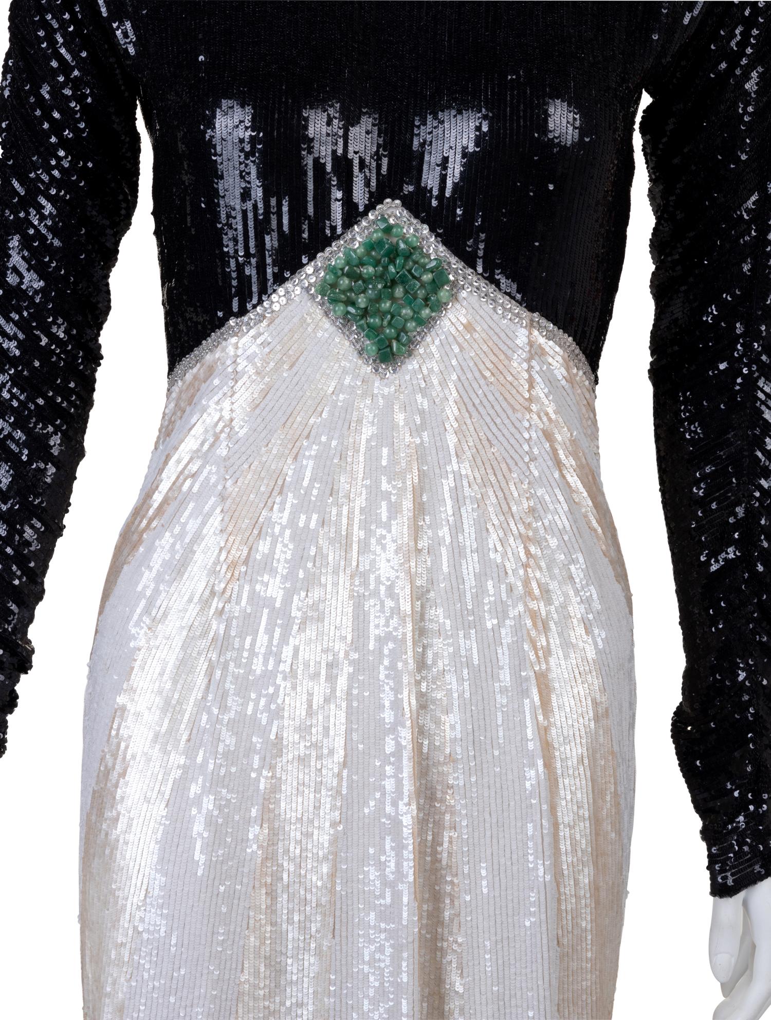 Geoffrey Beene Sequin Dress with Green Stones, Spring 1985