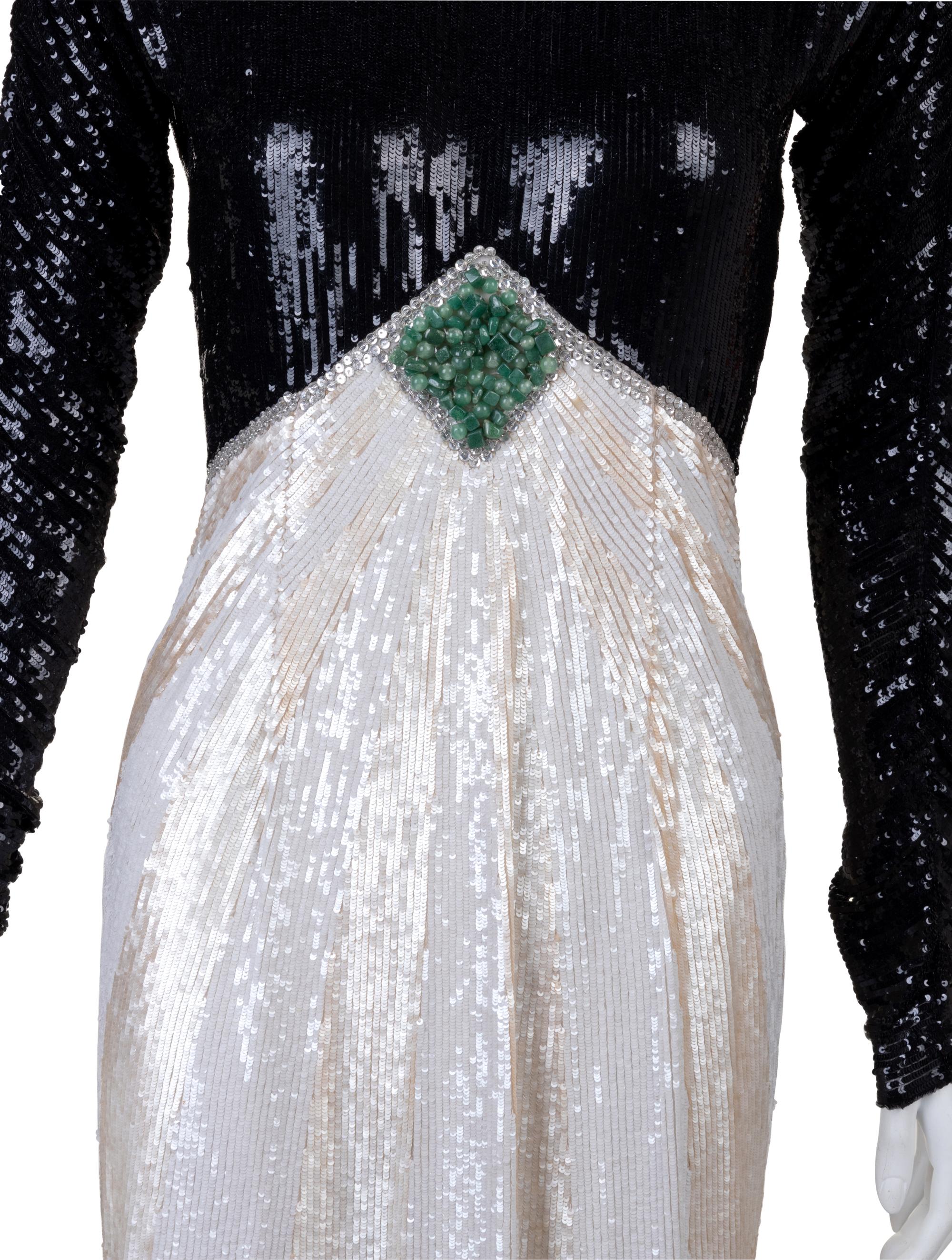 Geoffrey Beene Sequin Dress with Green Stones, Spring 1985