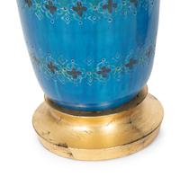 Two Blue Glazed Pottery Vases Mounted as Lamps — 20TH CENTURY