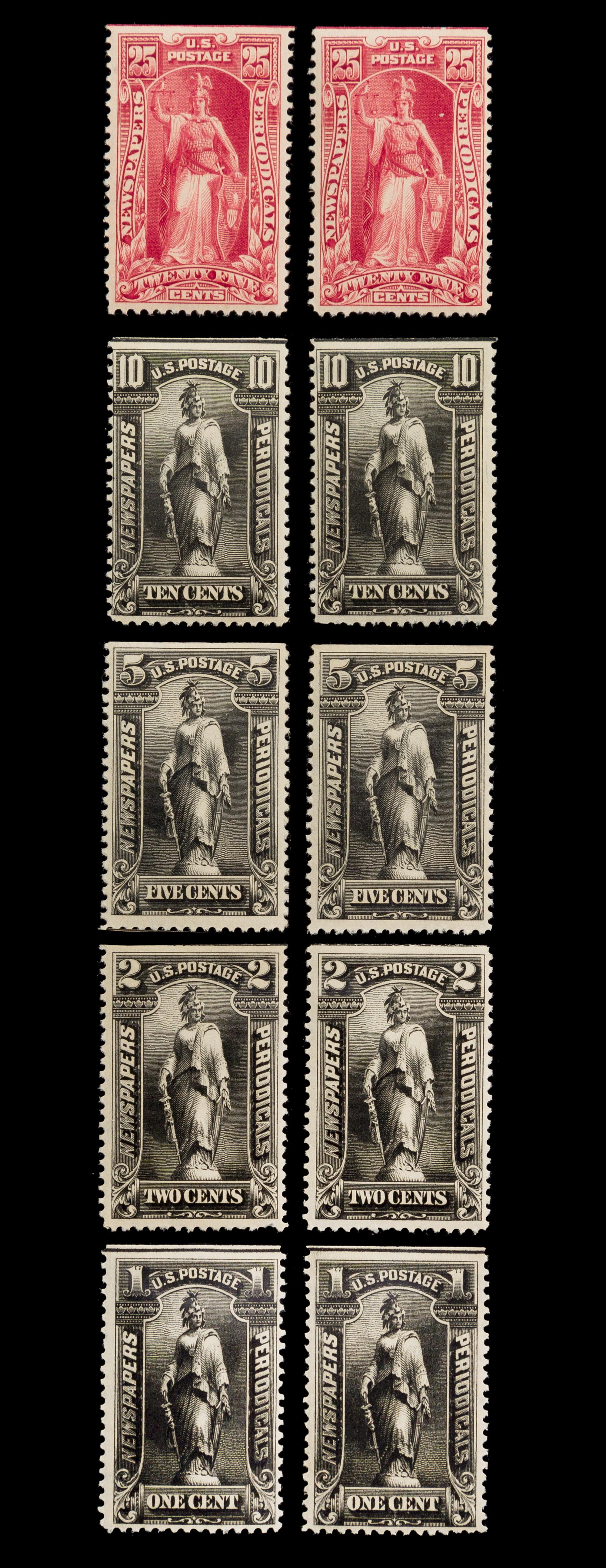 A Set of United States Newspaper & Periodical Stamps — 1896