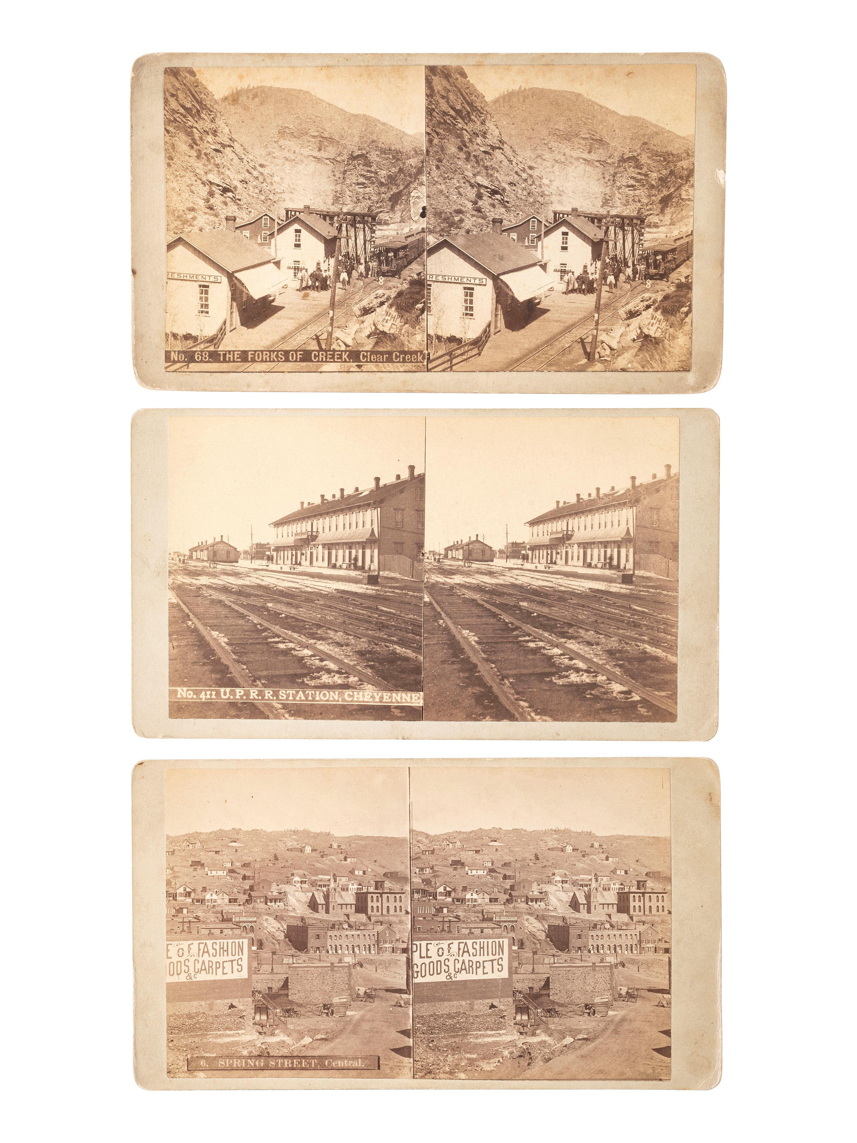 [WESTERN AMERICANA]. WEITFLE, Charles, photographer. A group of 6 stereoviews of Colorado towns, incl. Black Hawk and Leadville.