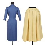 Two Balenciaga Haute Couture Items: One Day Dress, One Pleated Skirt, 1950s
