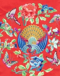 A Red Ground Embroidered Silk Lady's Informal Robe