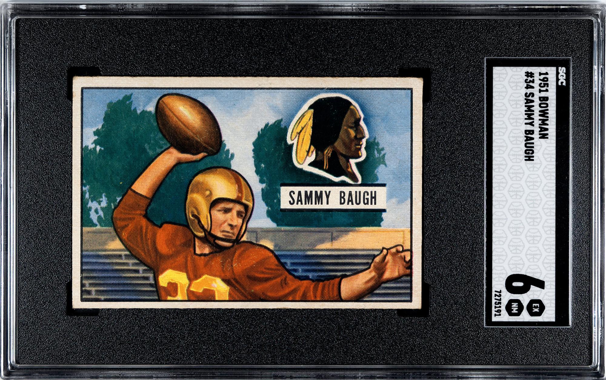 A Group of 1950 and 1951 Bowman Sammy Baugh Football Cards No. 100 (SGC 5 EX)