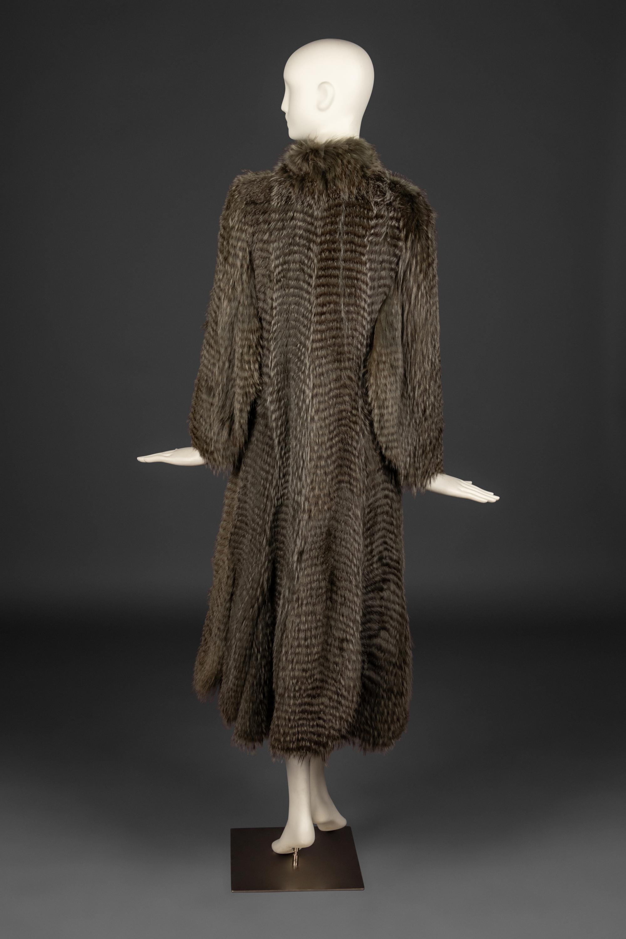Fendi Horizontal Fox Fur Coat with Wool Overcoat, 1970-80s