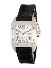 CARTIER, REF. 2878 STAINLESS STEEL 'SANTOS 100 MEDIUM' AUTOMATIC WATCH WITH CARTIER BUCKLE