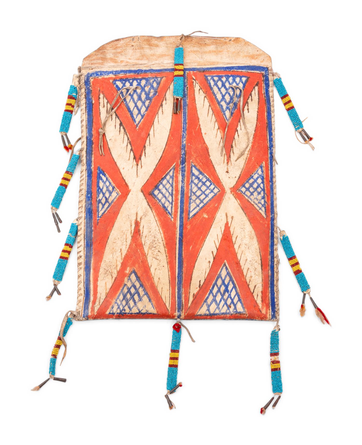 Sioux Painted Parfleche Envelope, with Beaded Drops