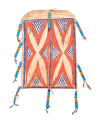 Sioux Painted Parfleche Envelope, with Beaded Drops
