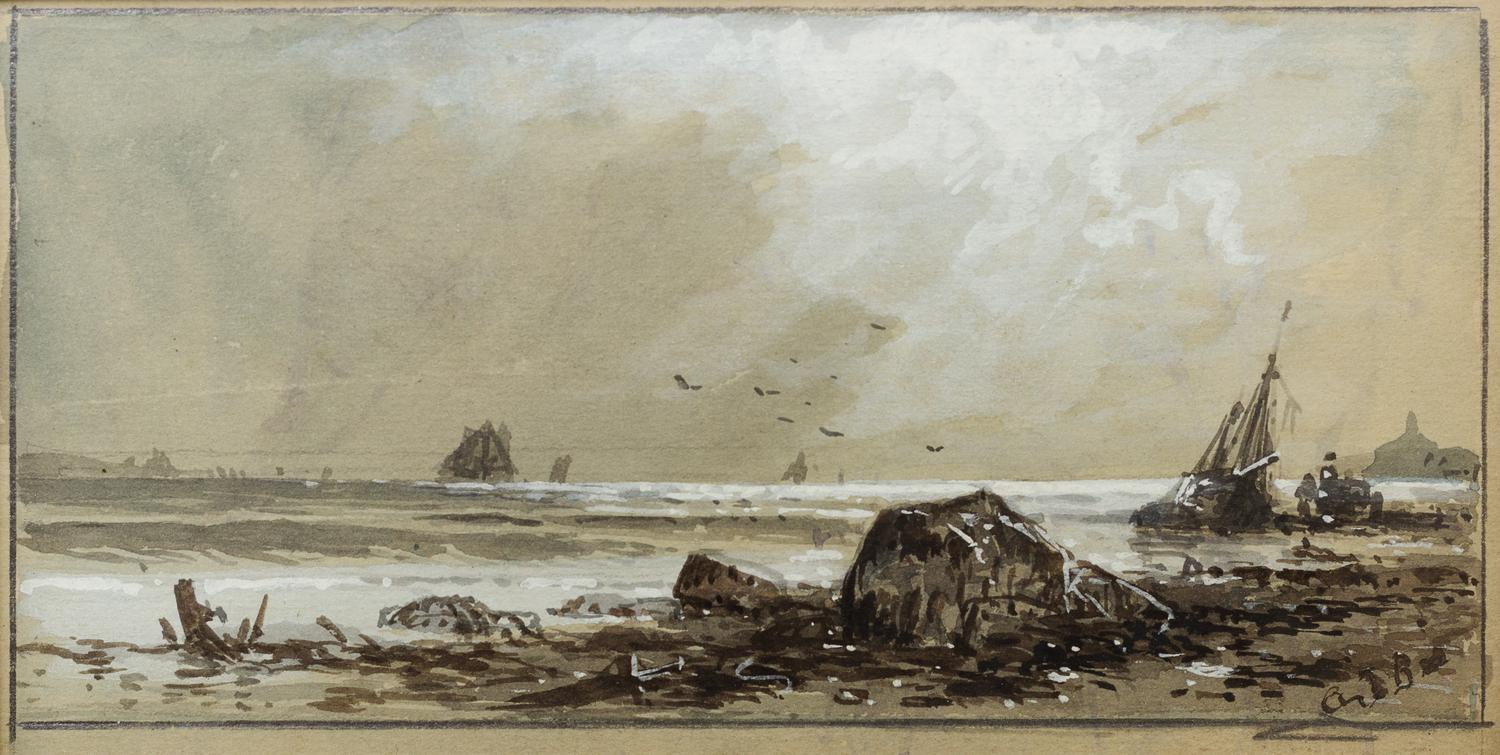 Alfred Thompson Bricher, (American, 1837-1908), Coastal Scene with Wreck, c. 1880's