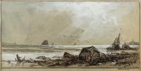 Alfred Thompson Bricher, (American, 1837-1908), Coastal Scene with Wreck, c. 1880's