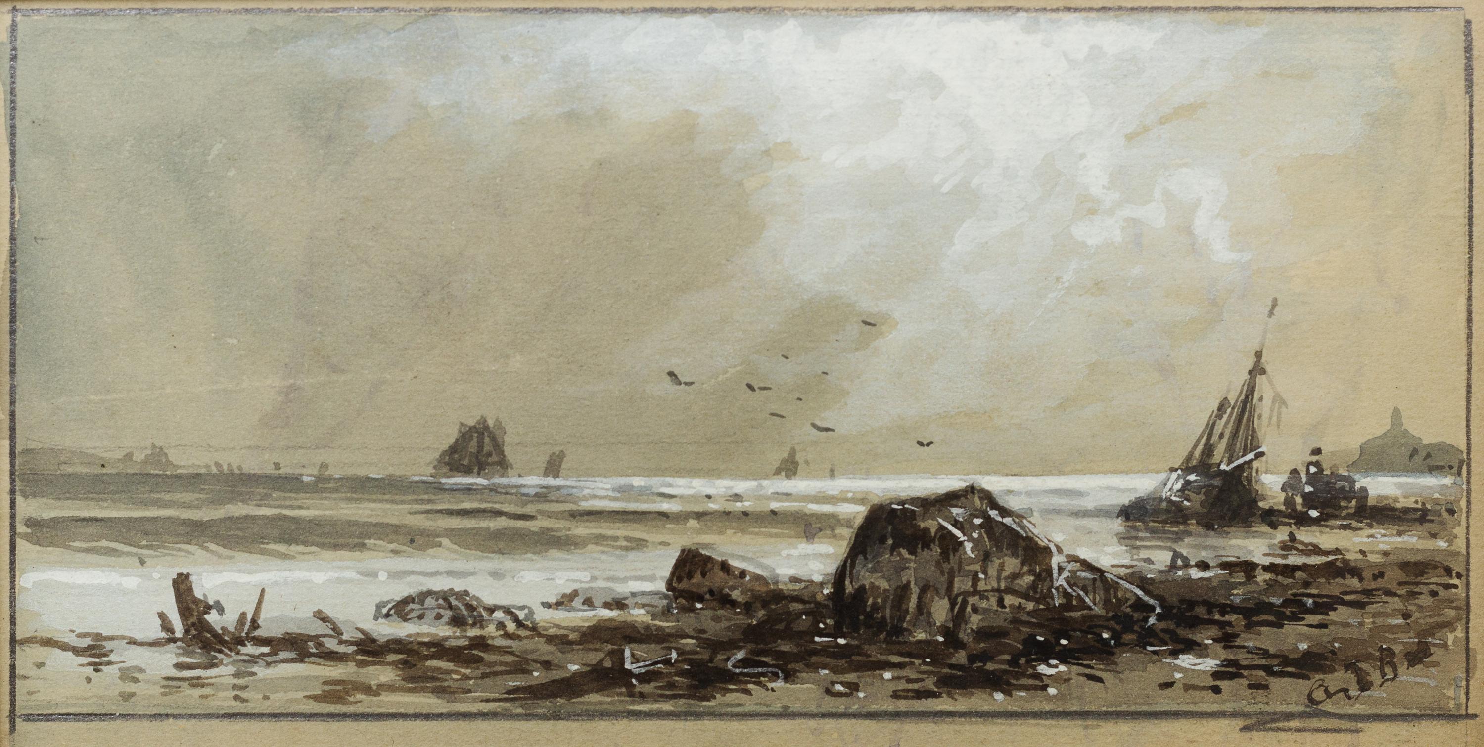 Alfred Thompson Bricher, (American, 1837-1908), Coastal Scene with Wreck, c. 1880's