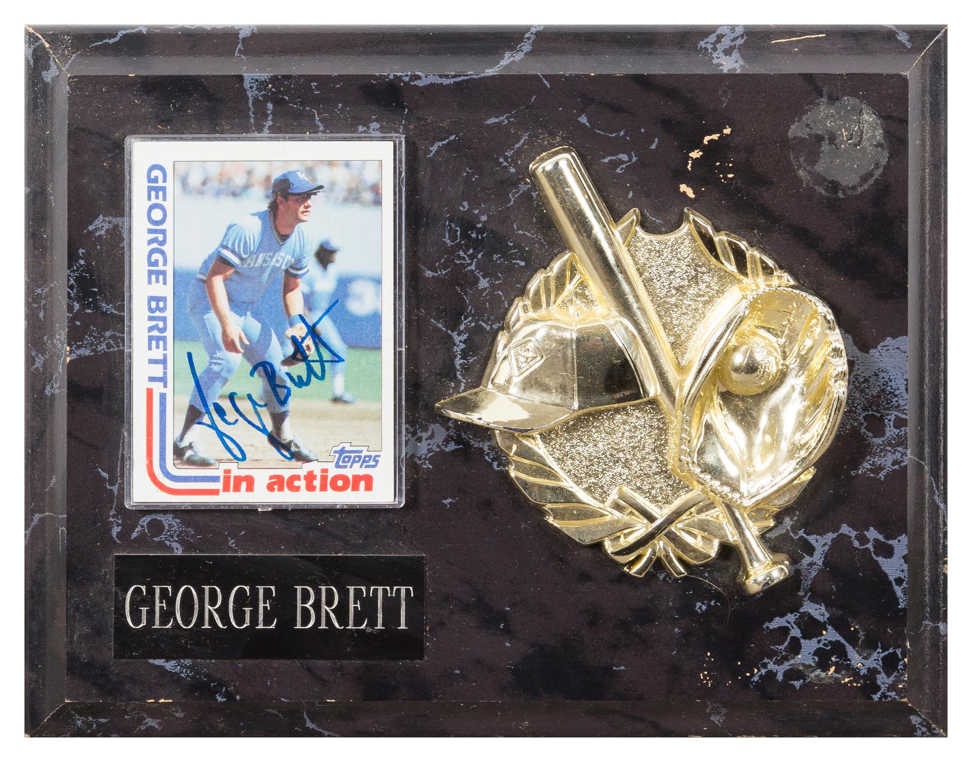 A George Brett Autographed Baseball Card Card 3 1/2 x 2 1/2 inches.