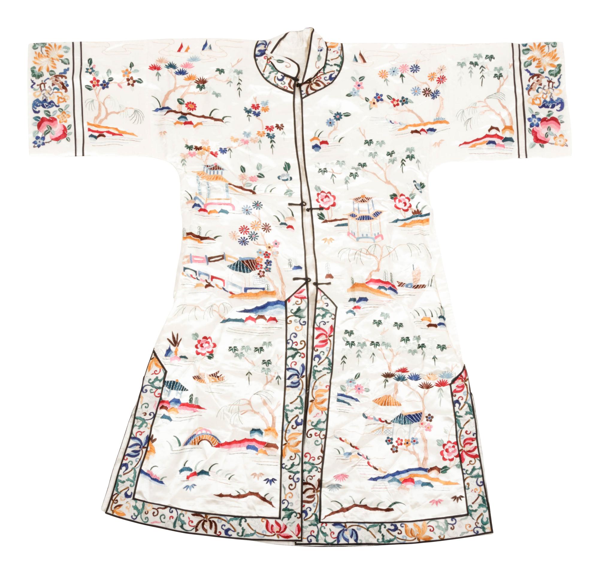 Four Chinese Cream Ground Embroidered Silk Ladies' Jackets