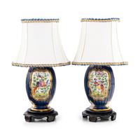 A Pair of Worcester Porcelain Vases Mounted as Lamps