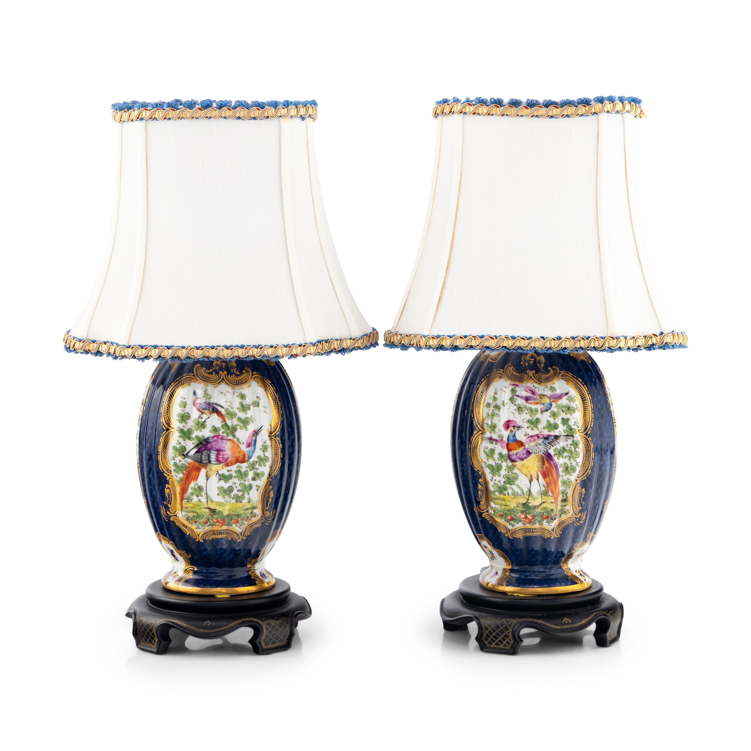 A Pair of Worcester Porcelain Vases Mounted as Lamps