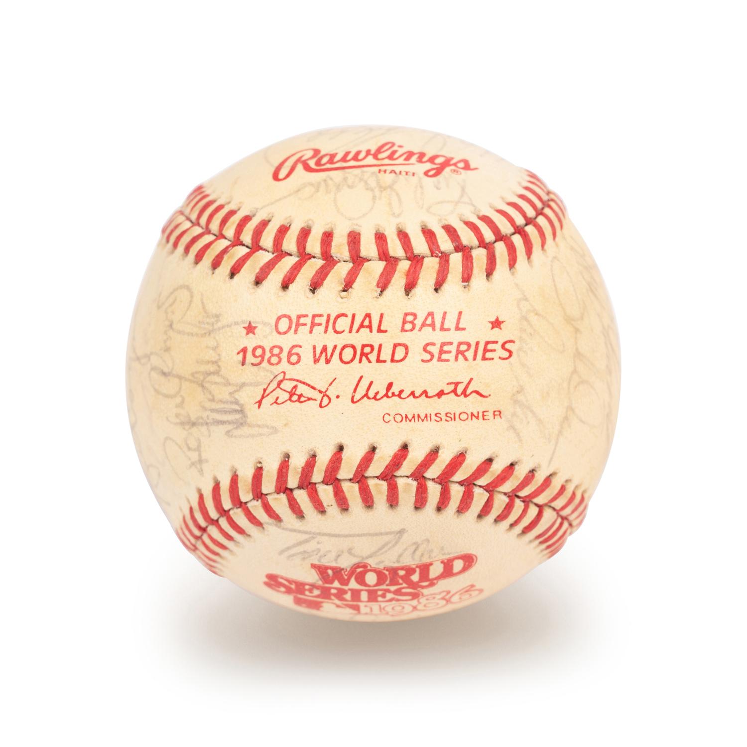 A 1986 Boston Red Sox American League Champions Team Signed Autograph Baseball with 30 Signatures (Beckett Authentication Services Letter BAS Certified),