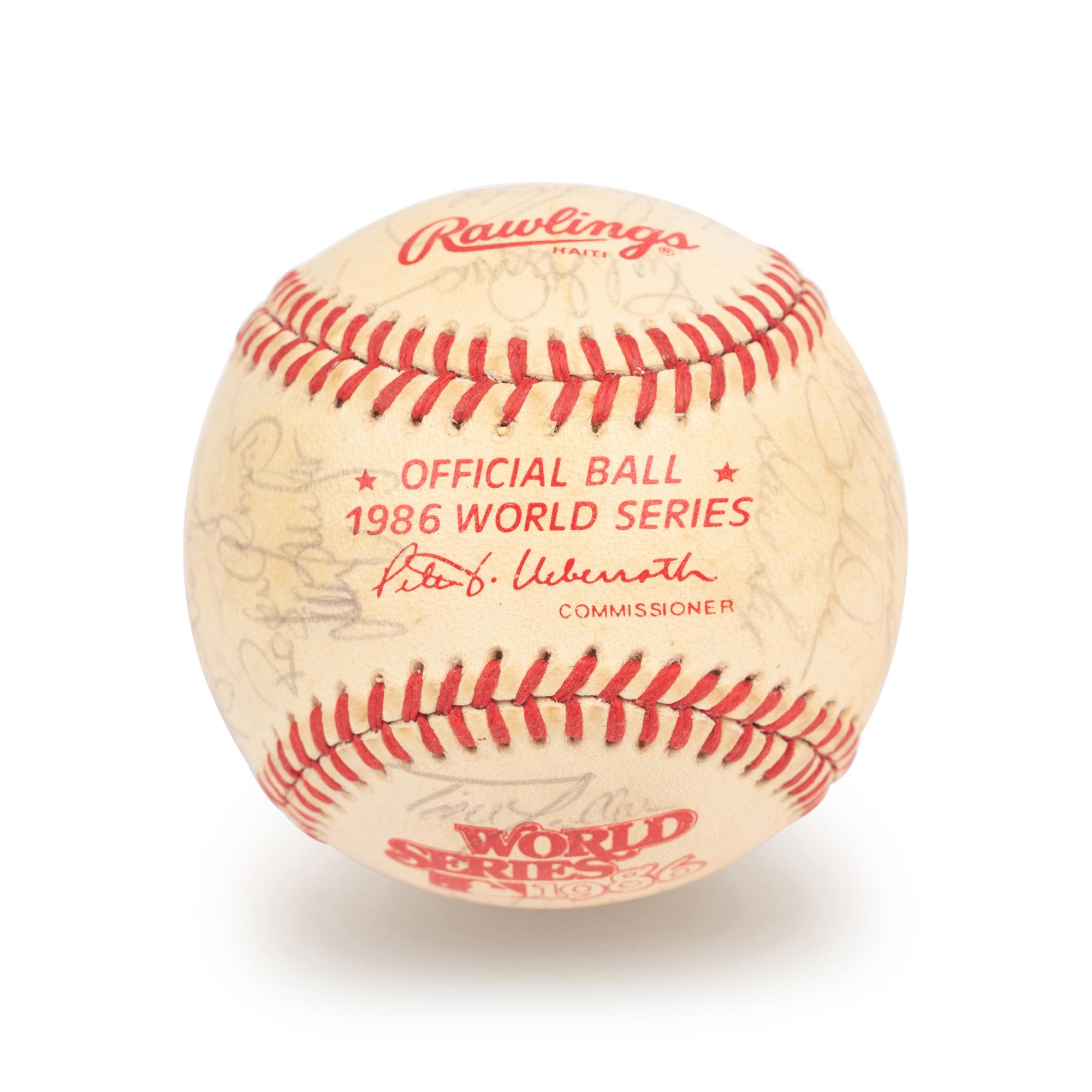 A 1986 Boston Red Sox American League Champions Team Signed Autograph Baseball with 30 Signatures (Beckett Authentication Services Letter BAS Certified),